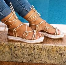 Sandália Feminina De Amarrar Papete Flatform Confort