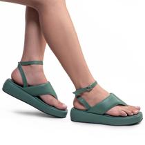 Sandália Feminina De Amarrar Plataforma Sola Flatform Verde