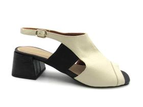 Sandália Feminina de Couro Salto Bloco Marlinês 5832