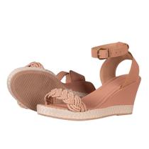 Sandália feminina de salto plataforma Anabela feminina trança NUDE