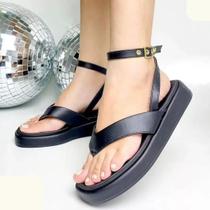 Sandália Feminina Dedo Papete Chinelo Tiras Flat Vizzano 6506103