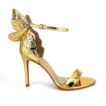 Sandália Feminina Dourada com Glitter Butterfly