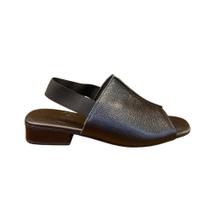 Sandalia feminina em couro salto baixo preto