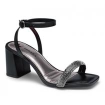 Sandália Feminina Enfeite Preto Cristal Tanara T8115-0002 Sandália Feminina Enfeite Preto Cristal Tanara T8115-0002