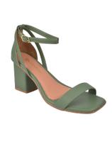 Sandália Feminina Festa Metalizada Salto alto Recuado Grosso Bloco Elegante Social Confortável