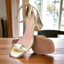 Sandália Feminina Festa Metalizada Salto alto Recuado Grosso Bloco Elegante Social Confortável Sandália Feminina Festa Metalizada Salto alto Recuado Grosso Bloco Elegante Social Confortável