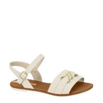 Sandália Feminina Flat Detalhe Em Dourado Moleca 5297.473 - Branco Off - 37 Sandália Feminina Flat Detalhe Em Dourado Moleca 5297.473 - Branco Off - 37