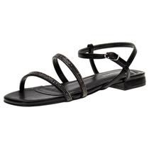 Sandália Feminina Flat Preto Via Marte - 2315306