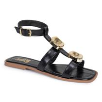 Sandalia Feminina Flat Rasteira de Tira Detalhe Sofisticado Leve Confortável Via Angel 9701 Sandalia Feminina Flat Rasteira de Tira Detalhe Sofisticado Leve Confortável Via Angel 9701