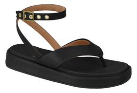 Sandalia Feminina Flat Tira Em Fivela Preta E Off Vizzano - 6506103