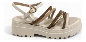 Sandália Feminina Flat Tratorada Strass Brilhoso Ramarim Sandália Feminina Flat Tratorada Strass Brilhoso Ramarim