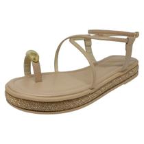 Sandália Feminina Flatform Brilho Strass Estilo Via Marte