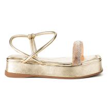 Sandália Feminina Flatform Champagne Rose Dakota Y6584-0007