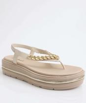 Sandália Feminina Flatform Corrente Bebecê Bege-11050 Sandália Feminina Flatform Corrente Bebecê Bege-11050