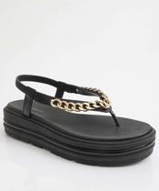 Sandália Feminina Flatform Corrente Bebecê Preto-11052 Sandália Feminina Flatform Corrente Bebecê Preto-11052