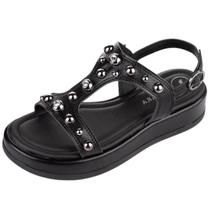 Sandália Feminina Flatform Couro Pedraria Moderna Tanara Sandália Feminina Flatform Couro Pedraria Moderna Tanara