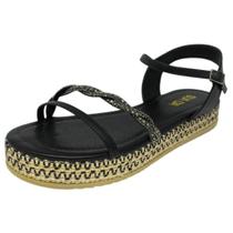 Sandalia Feminina Flatform Macio Aplicaçôes Strass Sua Cia