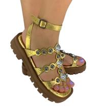 Sandália Feminina Flatform Metalizada Tratorada Suzana Santos 4441.83962