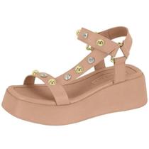 Sandália Feminina Flatform Tratorada Tira Pedraria Beira Rio