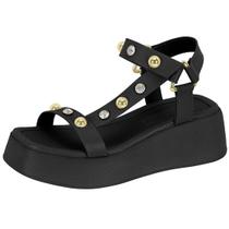 Sandália Feminina Flatform Tratorada Tira Pedraria Beira Rio