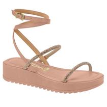 Sandália Feminina Flatform Vizzano Tratorada Tira Strass