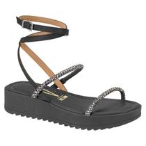 Sandália Feminina Flatform Vizzano Tratorada Tira Strass
