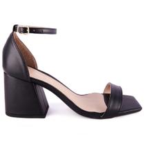 Sandália Feminina Gisele Salto Grosso 7cm Moda Evangélica Elegante Confortável Luxo Antiderrapante