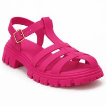 Sandália Feminina Gladiadora Fisherman Plataforma Tratorada Fivela Confortável