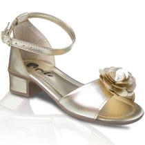 Sandália Feminina Infantil Com Saltinho Baixo Sapato Salto Elegante