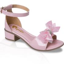 Sandália Feminina Infantil Juvenil De Saltinho Baixo Salto