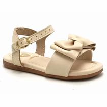 Sandália Feminina Infantil Molekinha Rasteira Laço Delicada Conforto