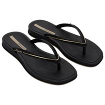 Sandália Feminina Ipanema Glow Preta Dourada Conforto Verão