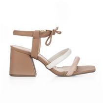Sandália Feminina Jjojo Moda Omara Salto Grosso 7 Cm Moderna