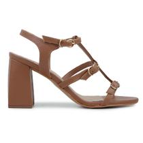 Sandália Feminina Lugo Salto Alto Couro Marrom - 2345