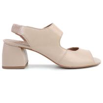 Sandália Feminina Lugo Salto Baixo Couro Bege - 2342