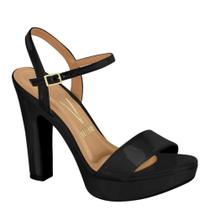 Sandália Feminina Meia Pata Salto Grosso Vizzano 6292200 - Preto Verniz - 34
