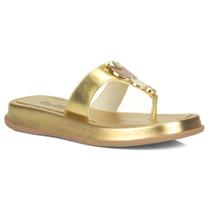 Sandália Feminina Metalizada Plataforma De 3,5 cm Dourada