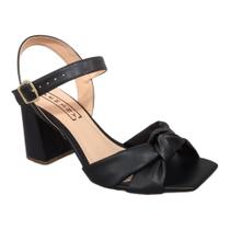 Sandalia Feminina Metalizada Salto Grosso Alto Confort Festa