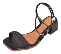 Sandália Feminina Metalizada Strass Salto Baixo Festa Brilhante Elegante Fina Macia Leve