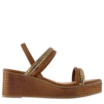 Sandália Feminina Mississipi Anabela com Tiras Decoradas e Solado Plataforma Sandália Feminina Mississipi Anabela com Tiras Decoradas e Solado Plataforma