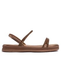 Sandália Feminina Mississipi Flatform Tiras com Strass Marrom