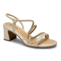 Sandalia Feminina Mississipi Salto Bloco Medio Festa Conforto Strass Ref: Mc415