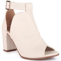 Sandália Feminina Moda Casual Ankle Boots Fechada Salto Alto Grosso 7,5cm Tendência Antiderrapante