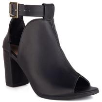 Sandália Feminina Moda Casual Ankle Boots Fechada Salto Alto Grosso 7,5cm Tendência Antiderrapante