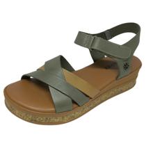 Sandália Feminina Moderna Anabela Baixa Couro New Face Sandália Feminina Moderna Anabela Baixa Couro New Face