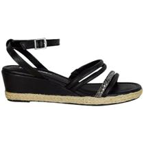 sandalia feminina moleca anabela solado fios trançado