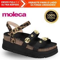 Sandália Feminina Moleca Casual Pedrarias Plataforma Solado Tratorado Lançamento Original