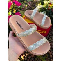 Sandália Feminina Moleca Flatform Strass Nude Trançada 5469.123/133