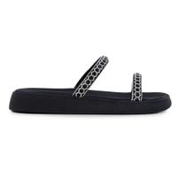 Sandalia Feminina Moleca Papete Strass Preta - 54691