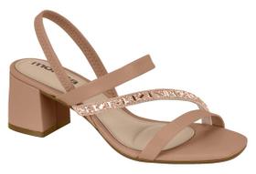 Sandália Feminina Moleca Salto Baixo Grosso Strass 5496102